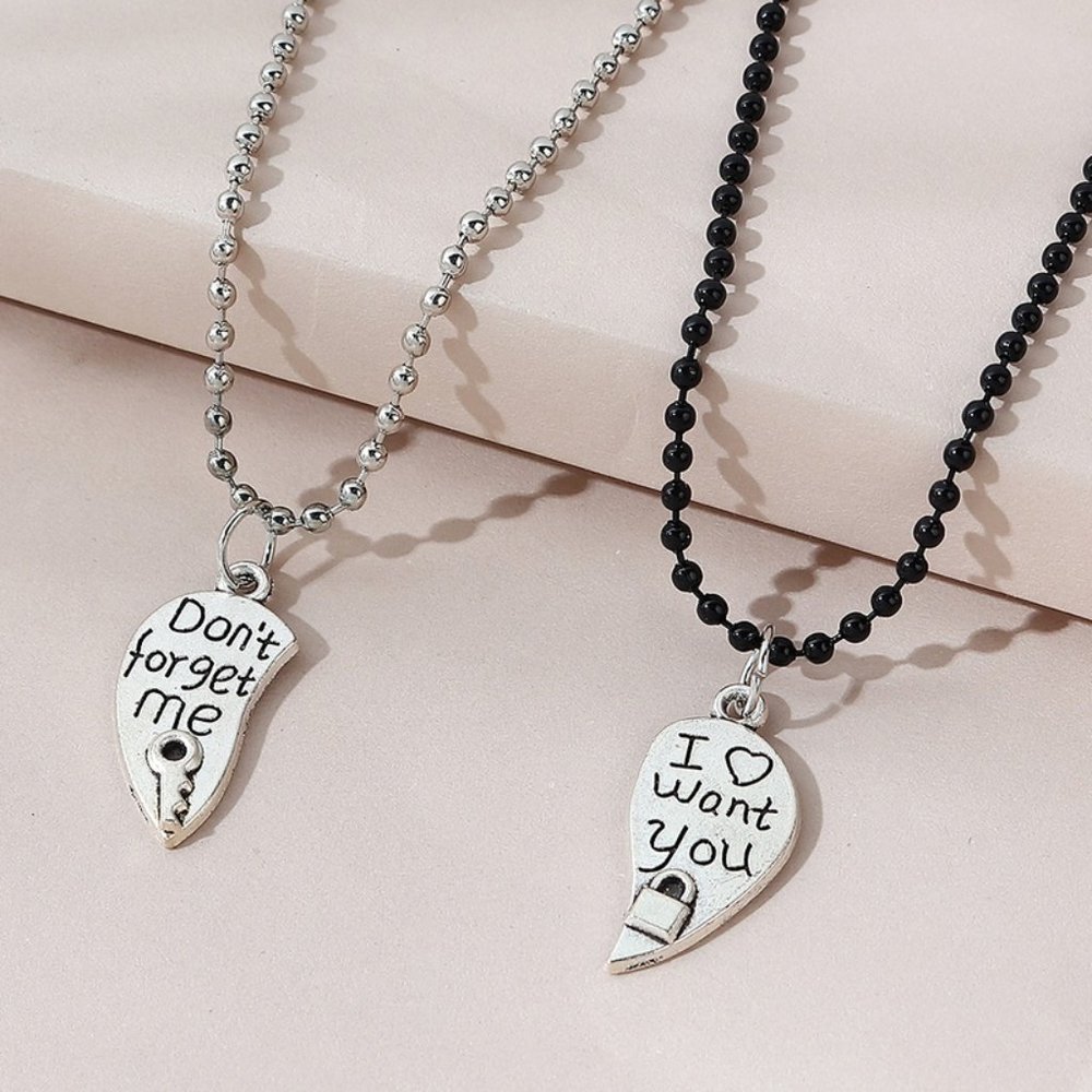 Key Lock Chain Couples Necklace
